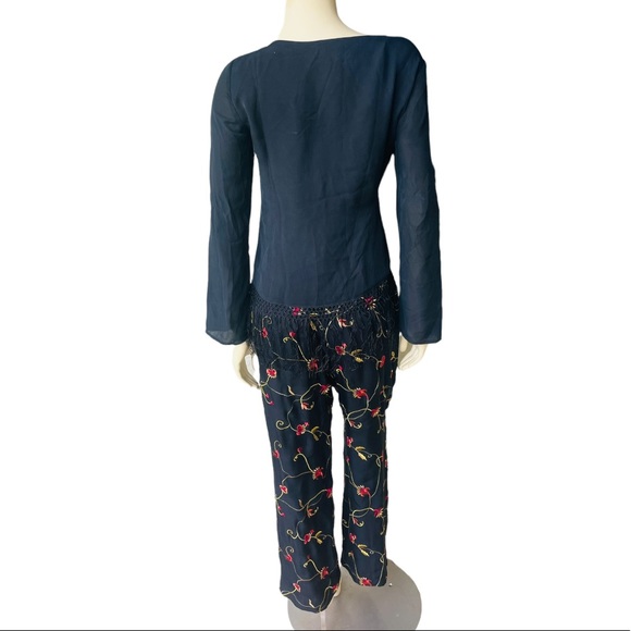 Josephine Chaus Silk Embroidered Pants Floral Set - Picture 8 of 13